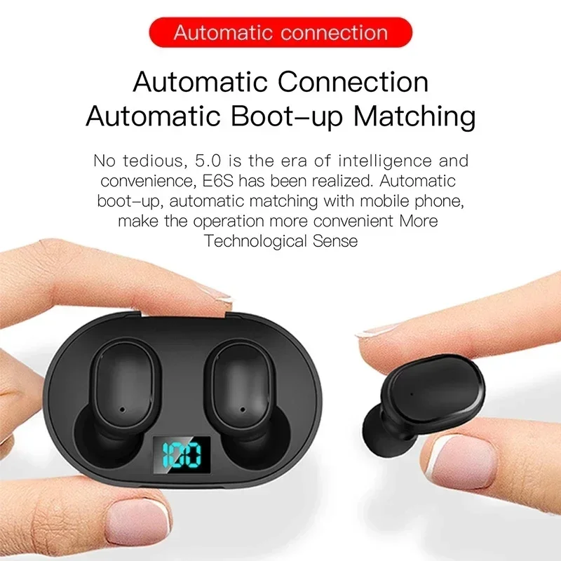 10 pcs Wholesale E6S TWS Wireless Headphones Bluetooth Earphone 5.0 Stereo Headset Earbuds with Microphone for iPhone Xiaomi