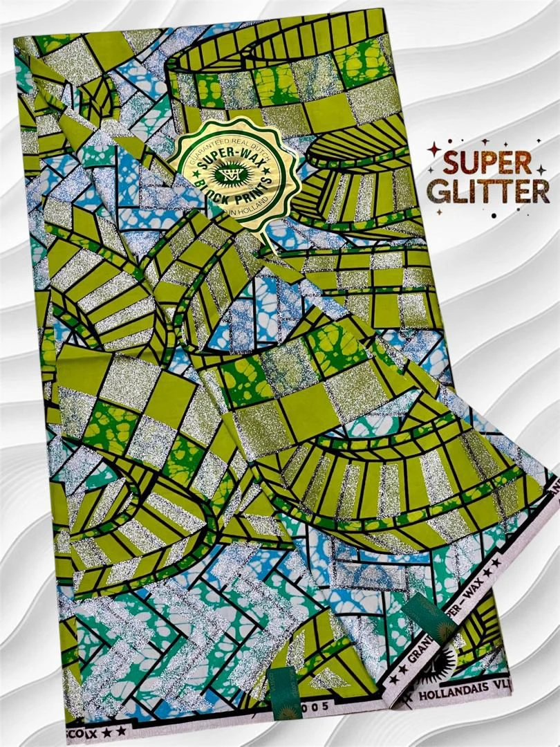 Shine Like Royalty: Original Super Glitter Grand Super Wax – Elite Atamfa Turmi for Stunning Dashiki & High-Fashion African Outfits