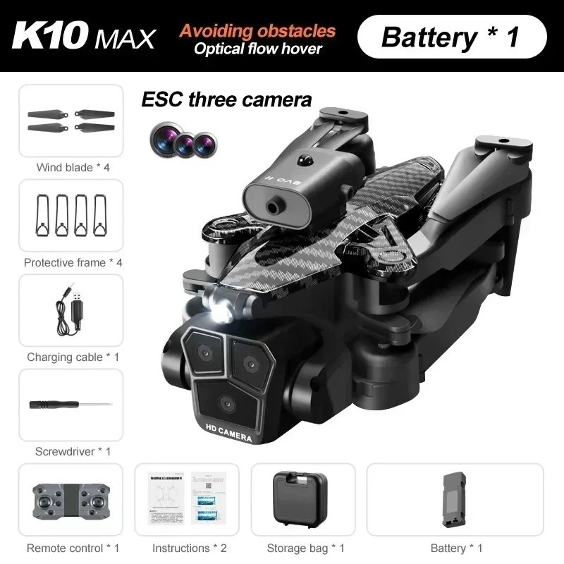 K11 MAX Drone 8K HD Foldable FPV ESC RC Tripple Camera Optical Flow Positioning Brushless Lauching Water Bombs