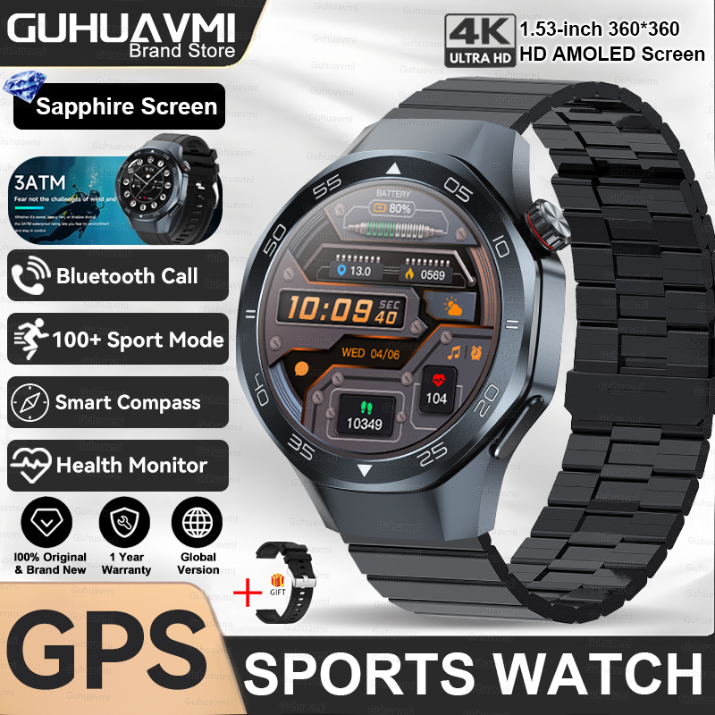 2025 New Watch 5 Pro High-end GPS Smartwatches Sapphire Glass Screen Build-in GPS Compass Men 3ATM Waterproof Sports Smart Watch