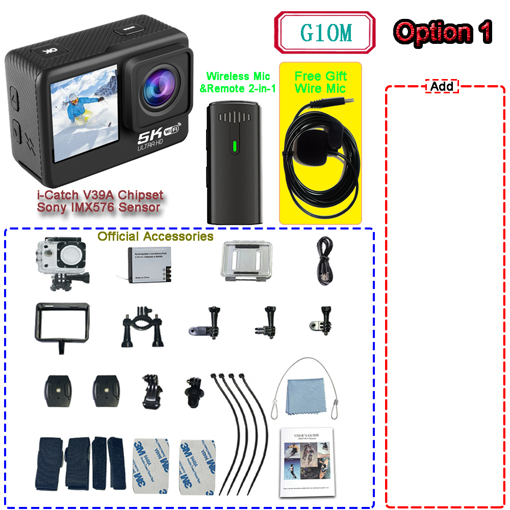 Action Camera 5K 4K60FPS EIS 48MP Wi-Fi Dual Screen 170D 8X Zoom Pre Record 30M Waterproof Sport Camera With Sony IMX576 Lens