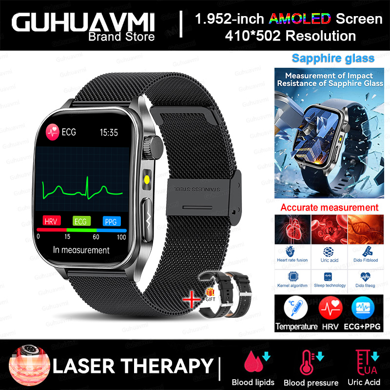 2025 New AI-GPT  Diagosis ECG Health Smart Watch Men Blood Pressure Lipid Uric Acid  Intelligent Q&A Health smart bracelet  Men