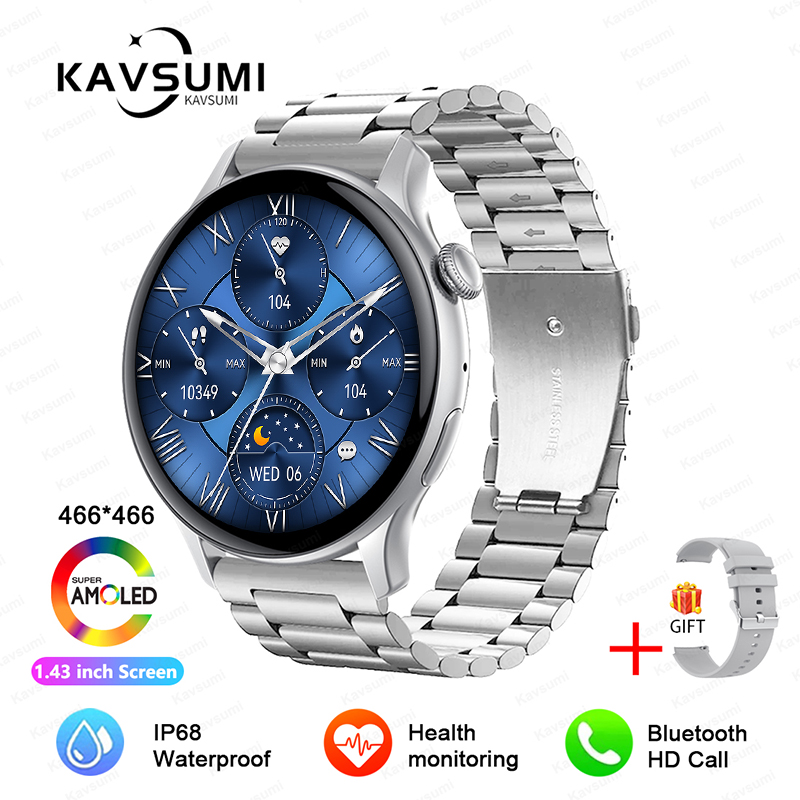 2025 NFC Smart Watch Amoled HD GPS Track Sports Heart Rate Bluetooth Call Waterproof Ladies Women Smartwatch For Huawei Xiaomi