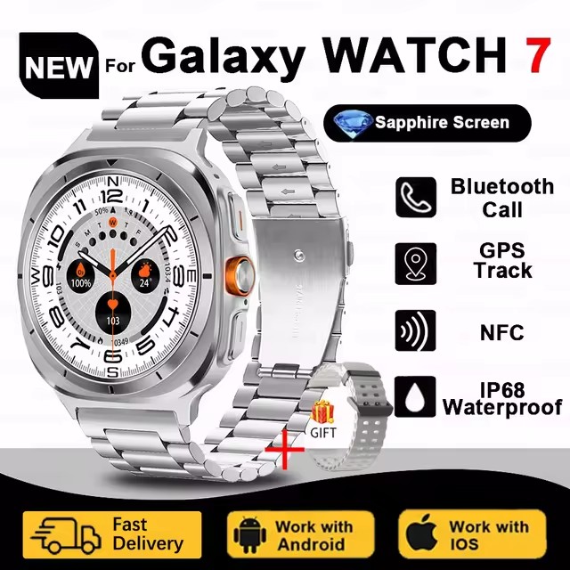 2025 New GPS Smart Watch 7 Ultra Men 47MM AMOLED Screen Multi-Function Compass Sports Fitness Tracker Health Women Smart Watch