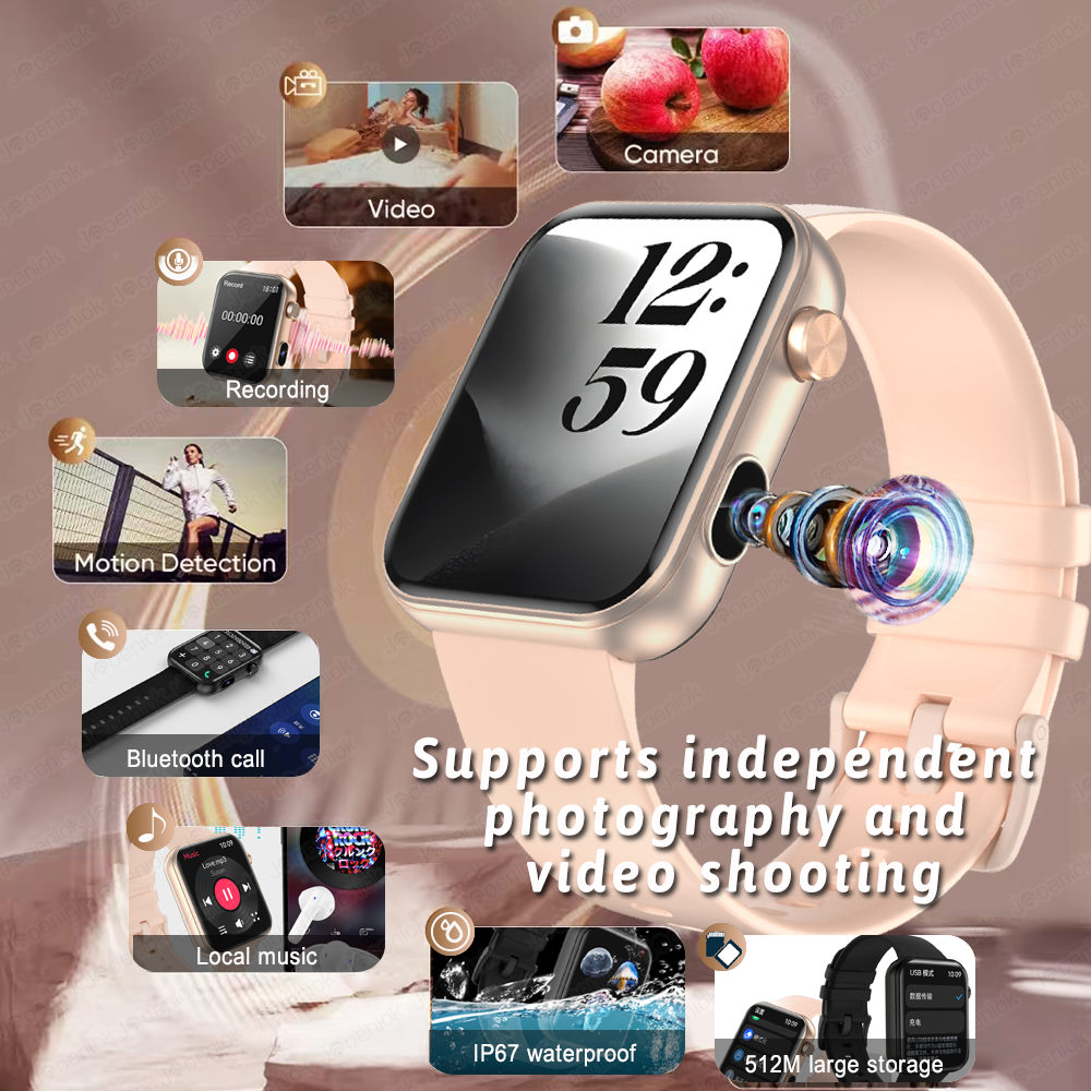 2025 New Smart Watch Men Women Camera Take Photos Record Video Health Monitor Sports Fitness Waterproof BT Call Smartwatch