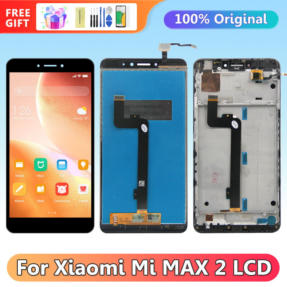 6.44'' Original Max 2 Display Screen with Frame, for Xiaomi Mi Max 2 MDE40 MDI40 Lcd Display Digital Touch Screen Replacement