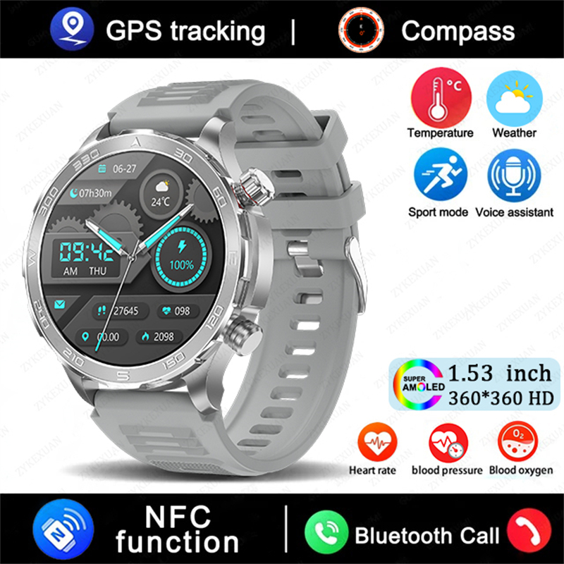 2025 New Bluetooth Call Smart Watch Men For Huawei AMOLED HD Large Screen Heart Rate NFC IP68 Waterproof GPS Sports Smart Watch