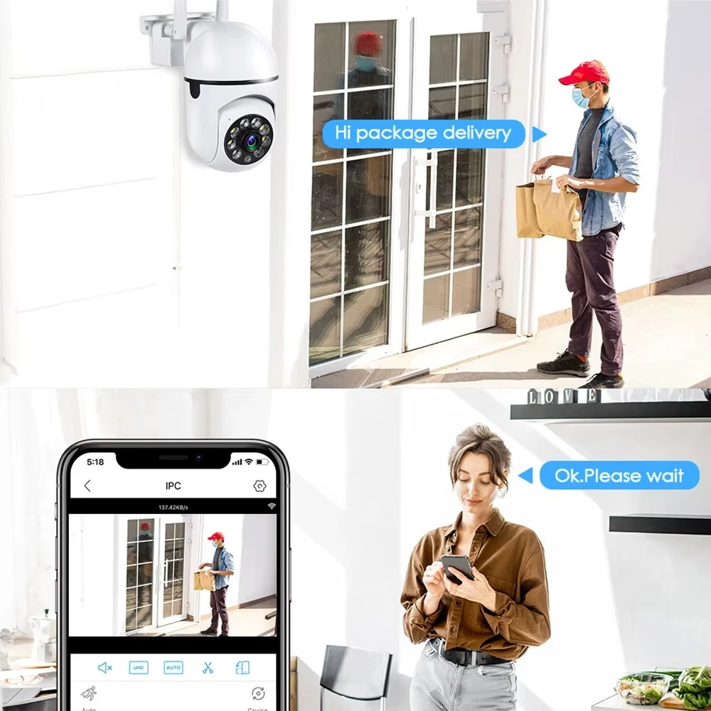 8MP Wireless PTZ Security Camera – WiFi Outdoor IP Camera with 4X Zoom, AI Human Tracking, Two-Way Audio & Full-Color Night Vision
