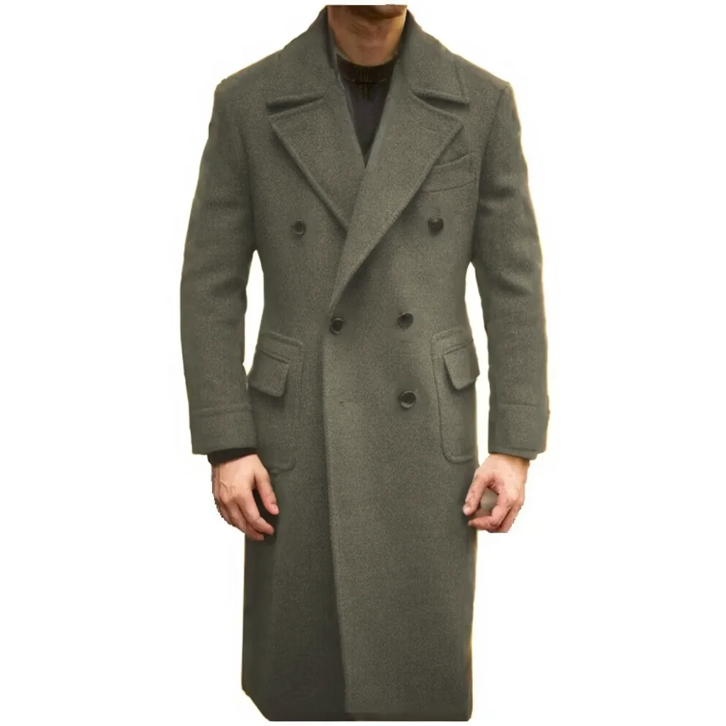 Formal Winter Brown Men Blazer Suits  Double Breasted Winter Warm Overcoat Customized  Business Winter Wear Warm Jacket