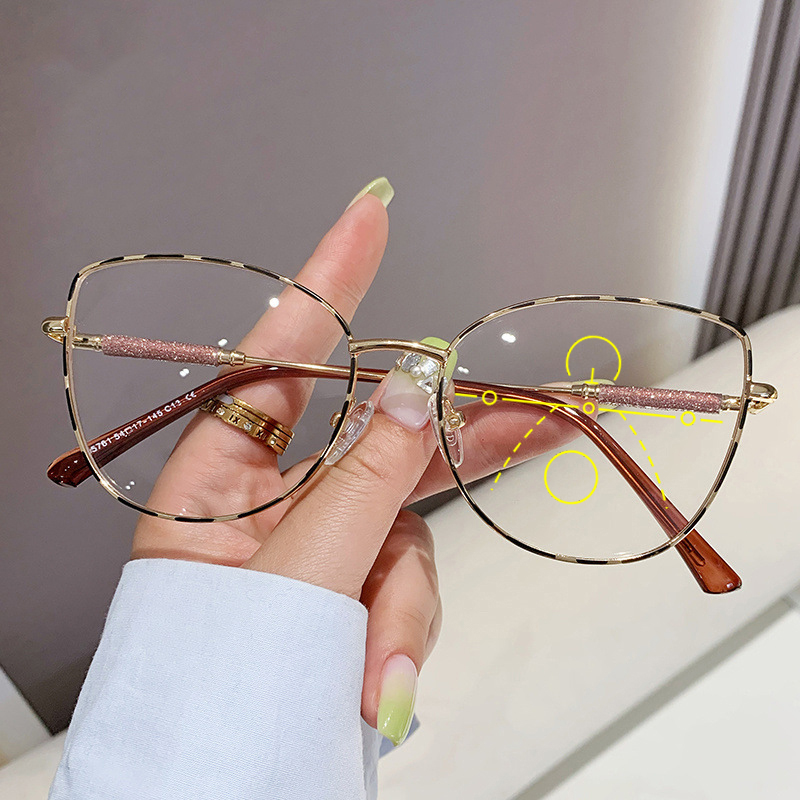 VICKI Lady Cat-Eyed Glasses Fashionable Anti-blue Light Sunglasses Customizable Prescription Photochromic Multifocal H7140