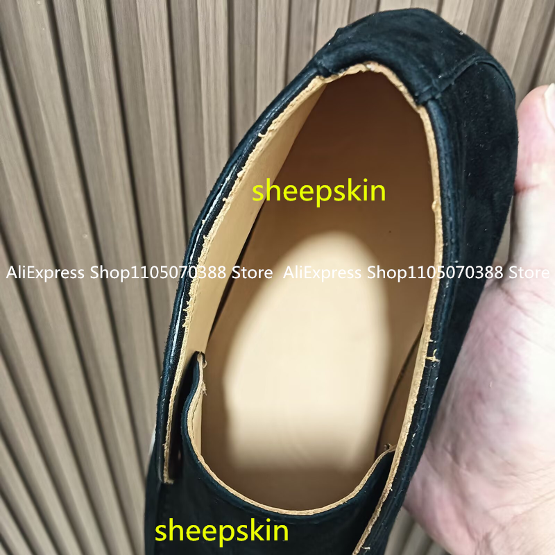 UnisexFlat Bottomed Walking Sheepskin Suede Loafers Women's Shoes Ankle Boots  All Genuine Leather High Tube Men's Casual Shoes