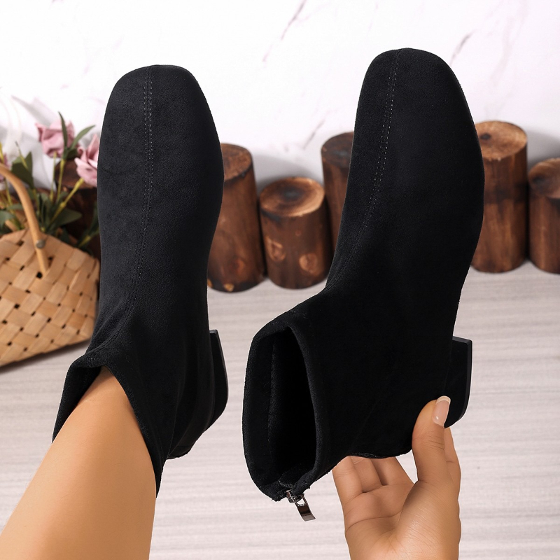 2026 New Mid Heels Women Suede Ankle Boots Winter Fashion Chunky Shoes for Woman Elegant Shoes Snow Chelsea Short Boots De Mujer