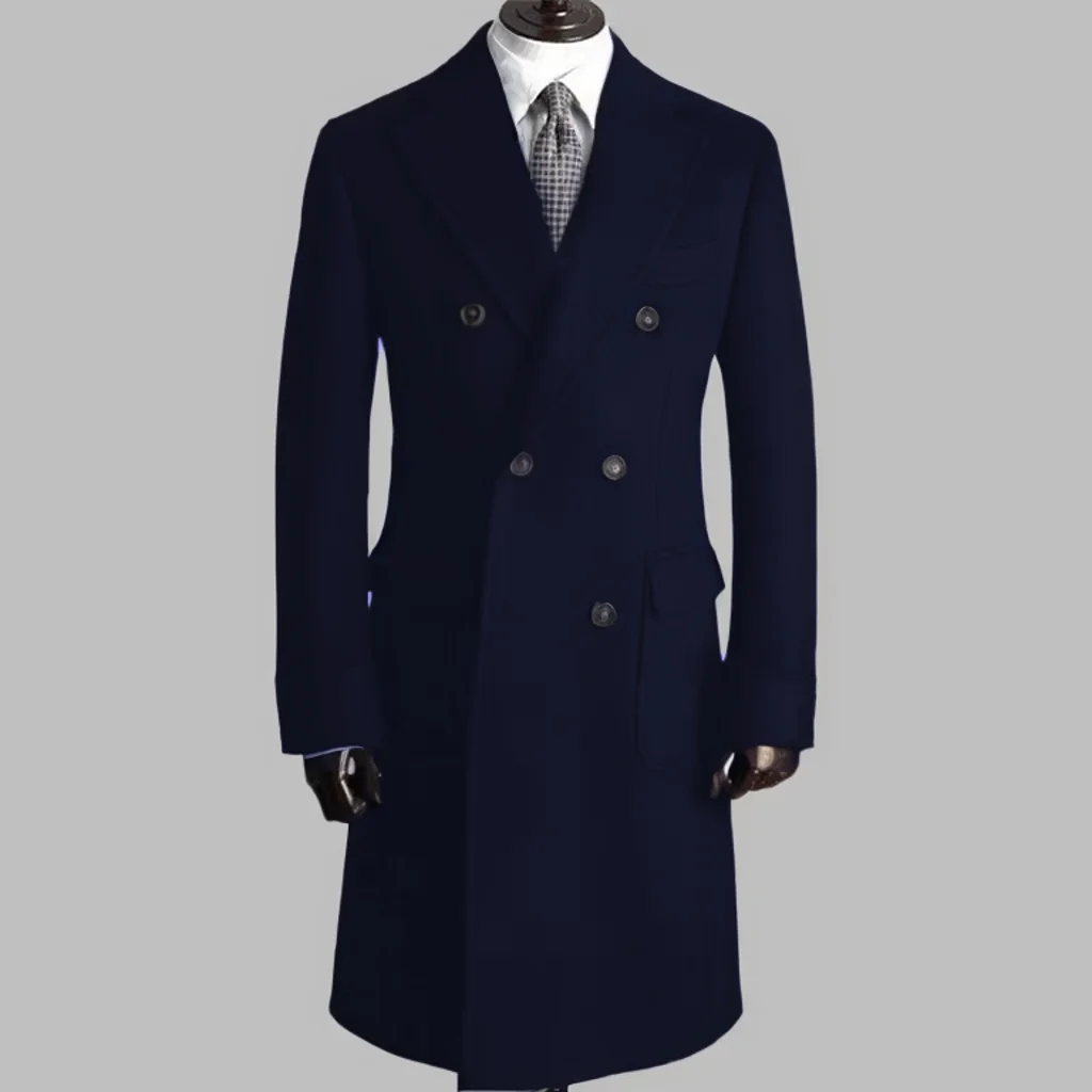 Trench Coat with Notched Lapel and Double-breasted ，comfortable Winter Jacket for Men，Double Breasted，Warm, Coat Customization