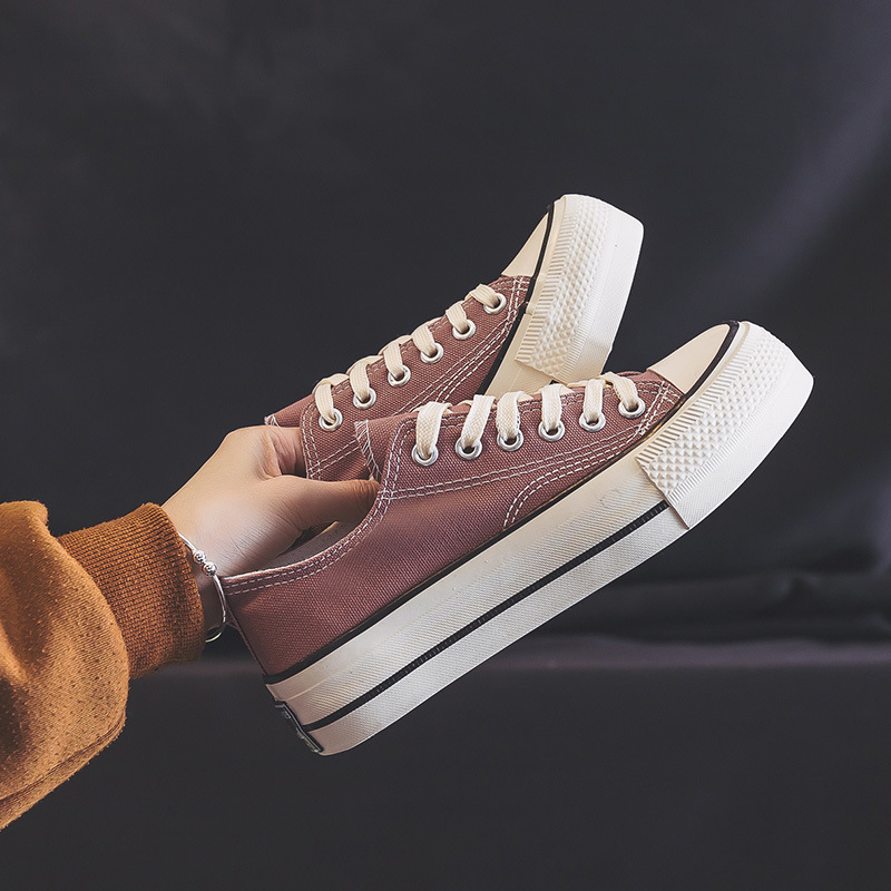 New Spring Thick-Soled Canvas Shoes Women's Versatile Casual Board Shoes Girls Students Cloth Shoes Vulcanized Women's Shoes