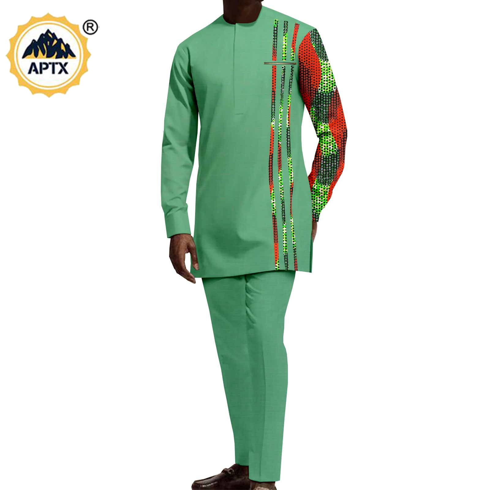 Matching Couple Outfits Men Shirts and Pants Sets Dashiki African Dresses for Women Top and Split Skirts for Wedding Y23C006