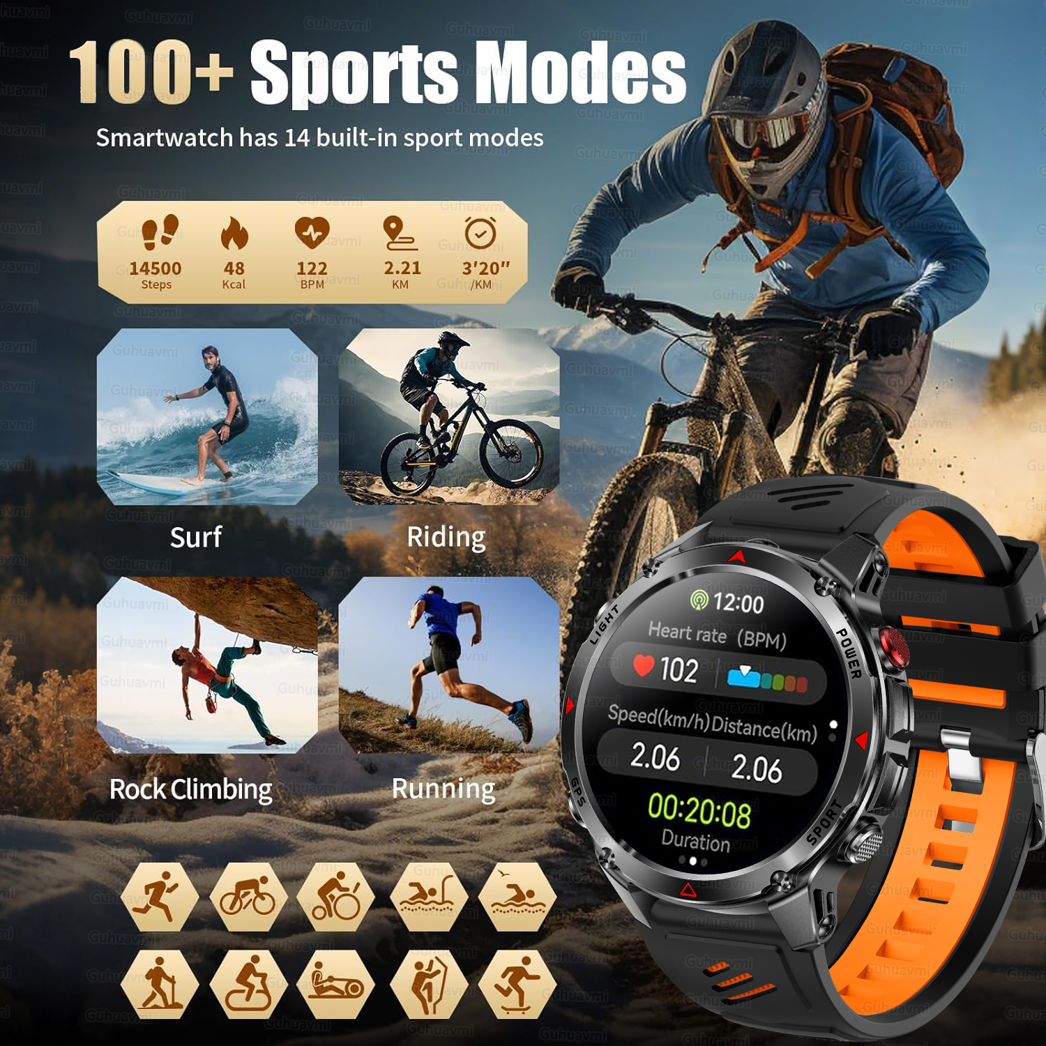 2025 New Professional GPS Sports Smart Watch Outdoor RIDE Run GPS track Swim Watchs Compass Altimeter 3ATM Sports Bracelets Men