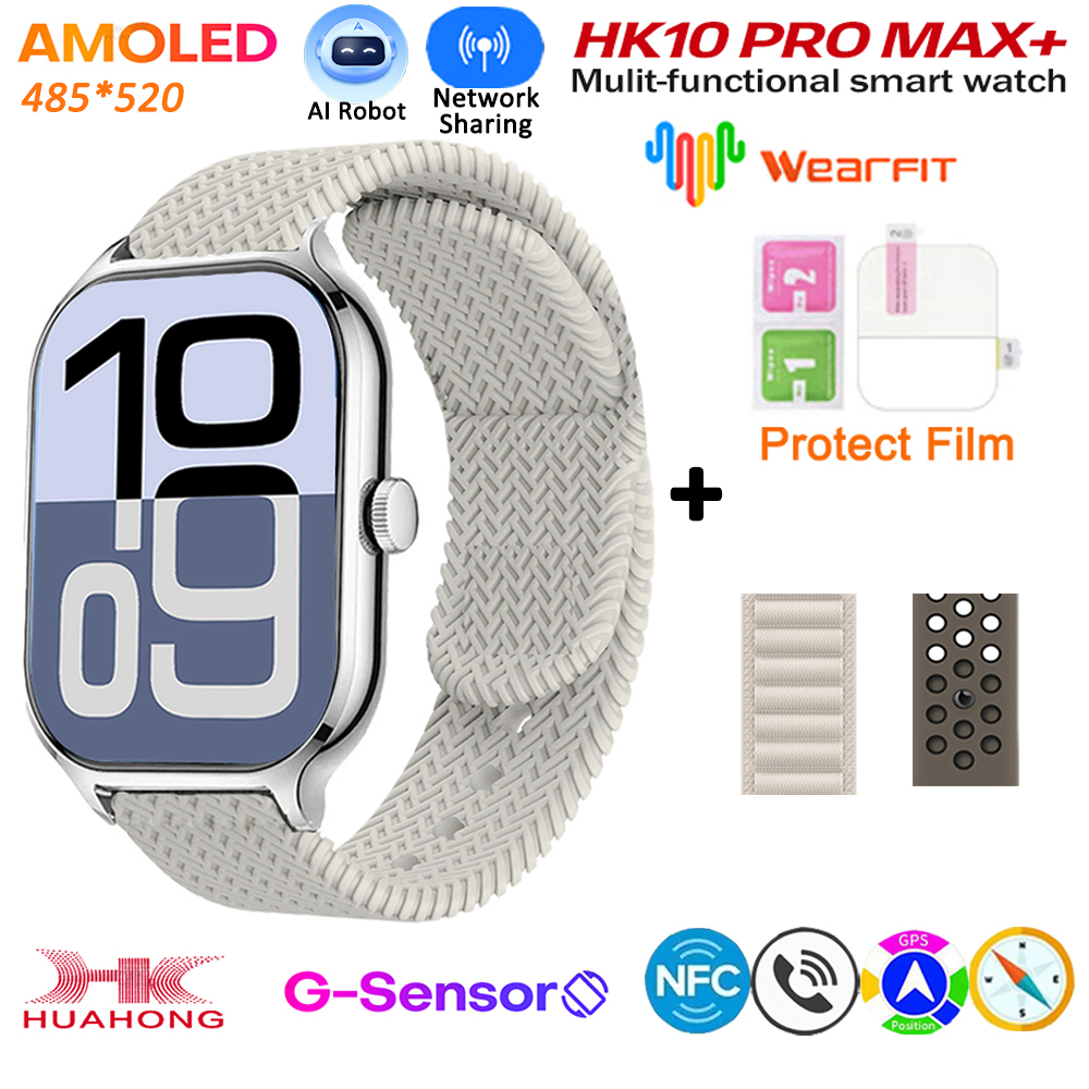 2025 HK10 Pro Max Plus GEN2 SmartWatch Original Series 10 AI ROBOT AMOLED NFC Compass GPS 4GB Local Album Music Network Watch