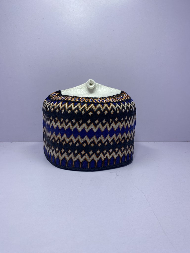 Blue Black – Hausa/Fulani Cap, Kufi, Handwoven Cap, Zawa