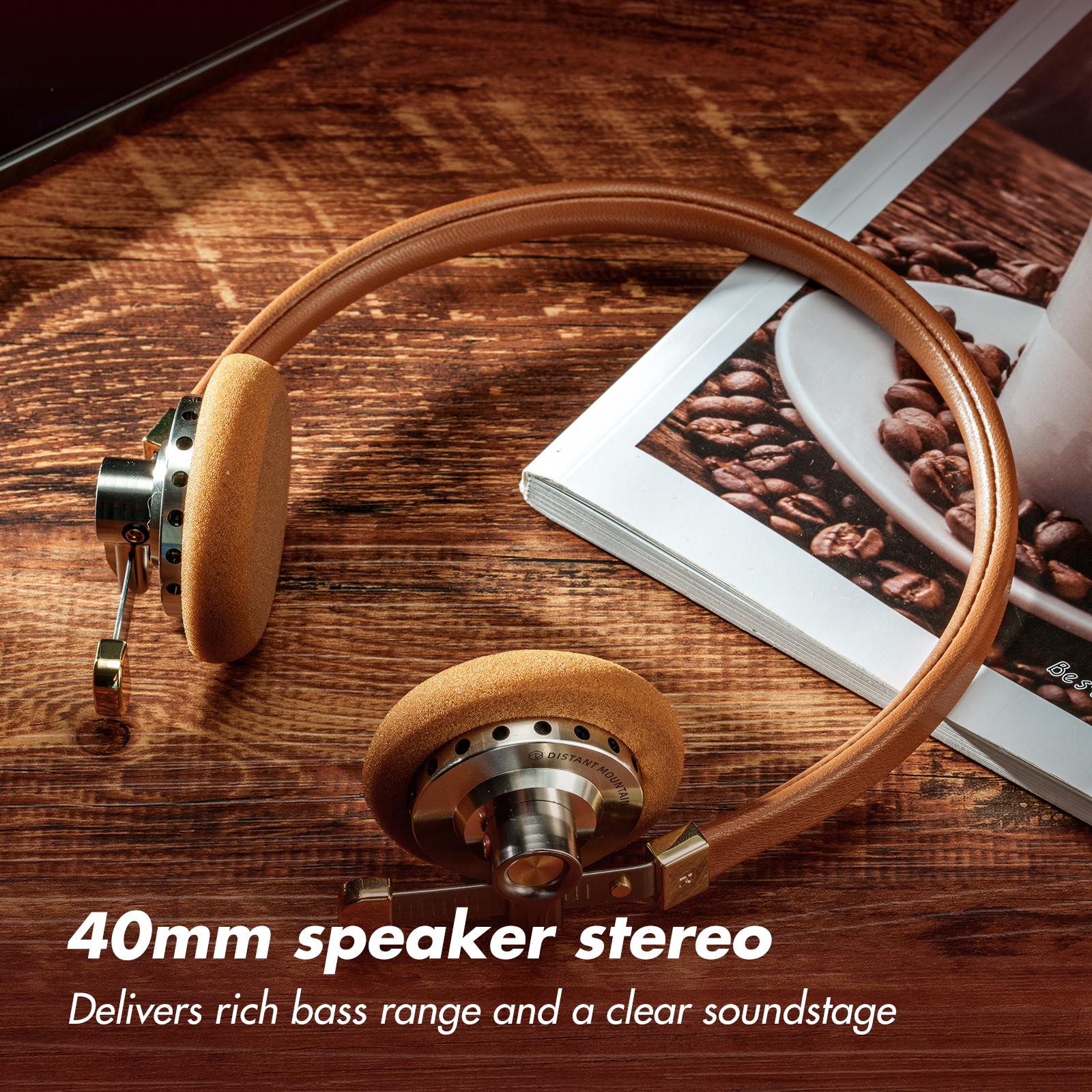 ROSESELSA Distant Mountain Retro On-Ear Wired Headphones Fashionable Headset Metallic HiFi Earphones