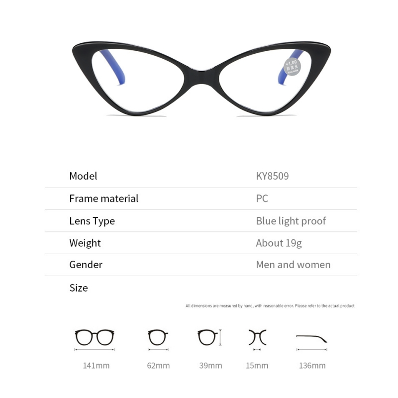 Fashion Cat Eye Reading Glasses Women Anti Blue Light Computer Presbyopic Eyeglasses Retro Classic Hyperopia Glasses Diopter