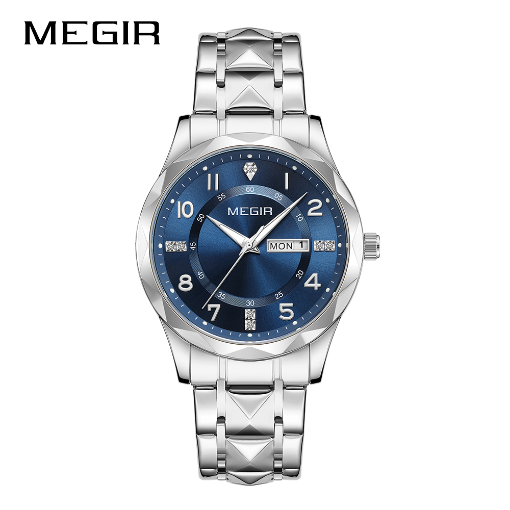 MEGIR Top Original Men Watches Waterproof Stainless Steel Date Watch Man Waterproof Quartz Luminous Wristwatch Relogio Masculino