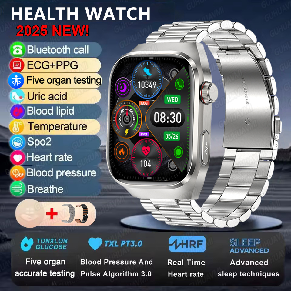 2025 New Smart Watch 2.04-inch AMOLED Screen Bluetooth Call IP68 Waterproof 650mA Sports Smartwatches Men Android Military-Grade