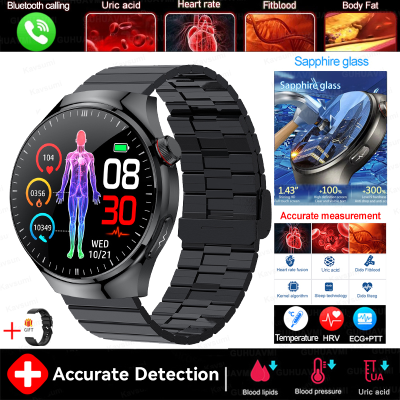 2025 New For XIAOMI Accurate Blood Lipid Uric Acid Smart Watch Men Women ECG+PPG Blood pressure Bluetooth call Health Smartwatch
