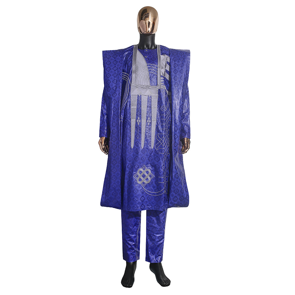 2025 New African Clothes for Men Dashiki Tradition Outfit Robe Embroidery Tops Pants Suits Bazin Muslim Wedding Party Clothing