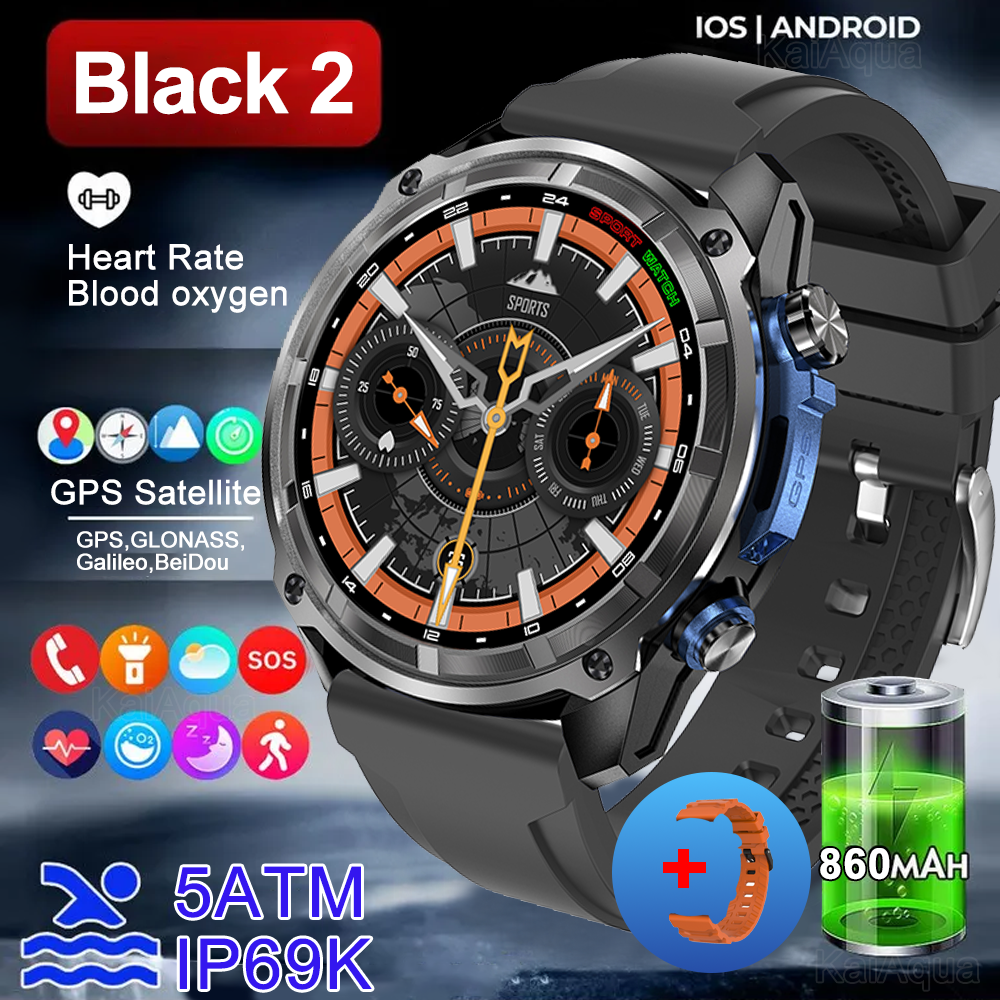 NEW 2025 GPS Smart Watch with Offline Maps 4GB Memory Video Player Military Sports Smartwatch Men 30m Swimming Waterproof AMOLED