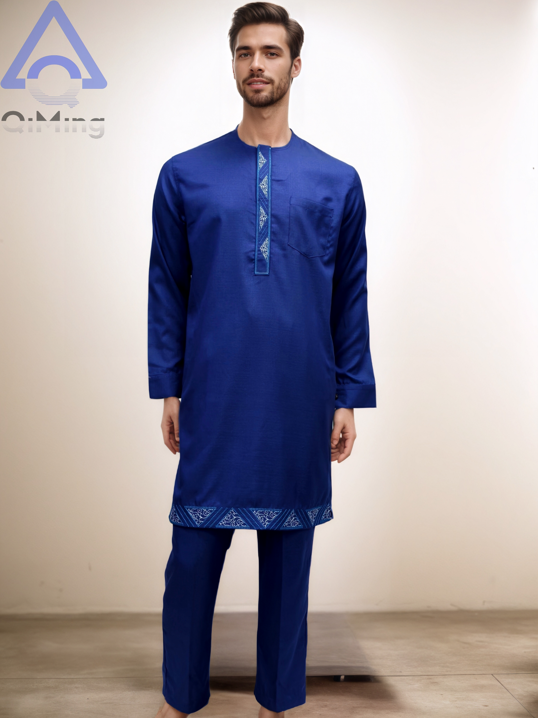 Muslim Islamic Men's 2 Pieces Wedding Punjabi Outfit 80% Cotton Embroidery Winter Arabic Morocco Dresses African Boubou Pants