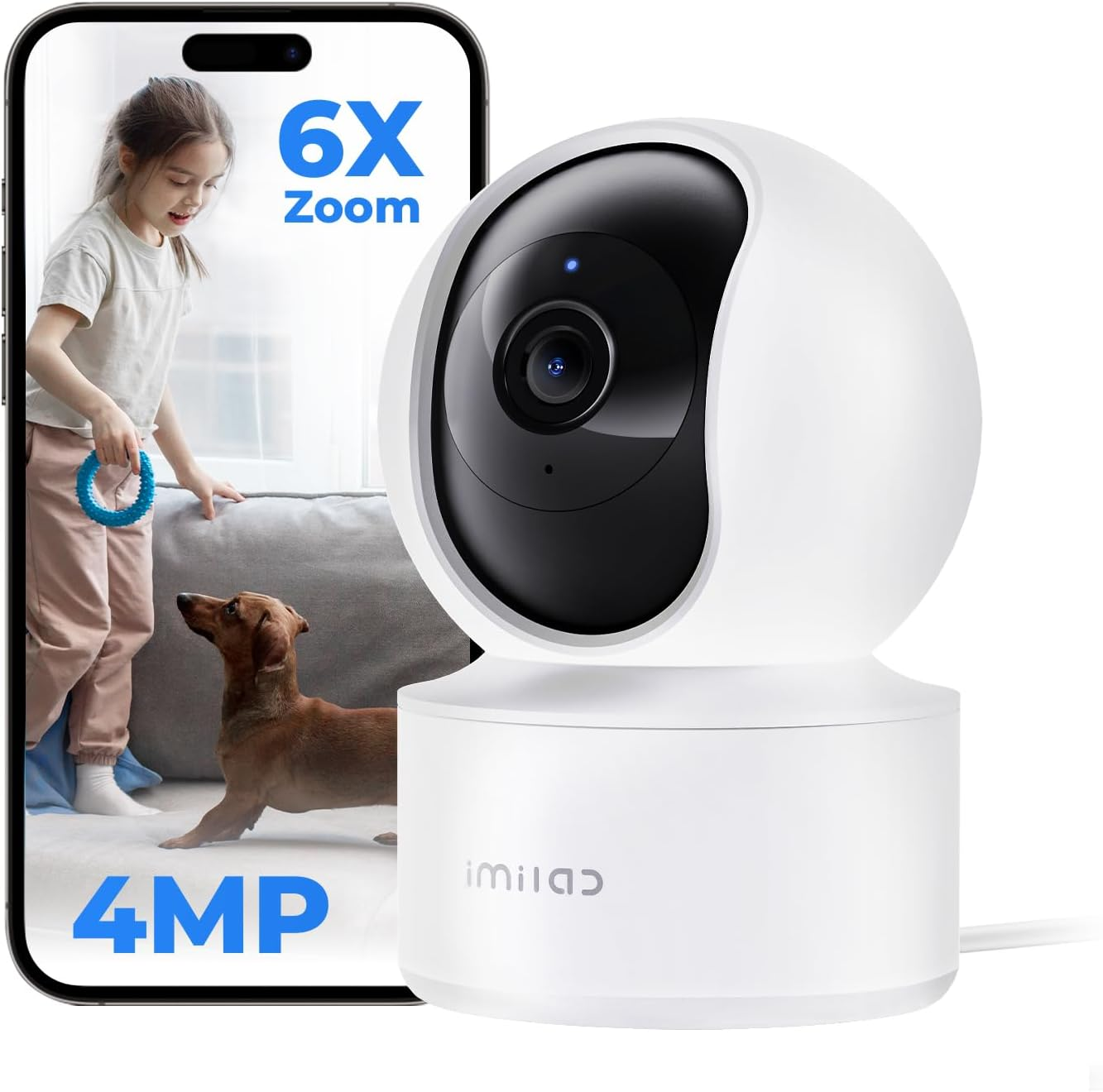 IMILAB-C21 IP Security Camera, 2.5K 360° Night Vision, Baby Monitor with App, 2-Way Audio, AI Detection, 2.4GHz WiFi