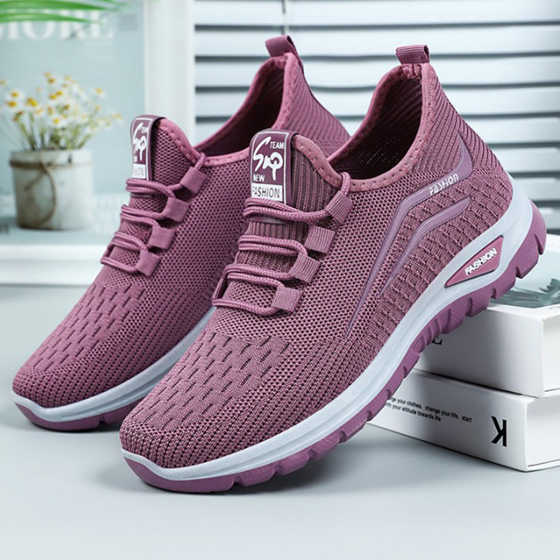 Autumn Women Casual Shoes Breathable Walking Mesh Lace Up Flat Shoes Sneakers Women Tenis Feminino Pink Zapatillas De Mujer
