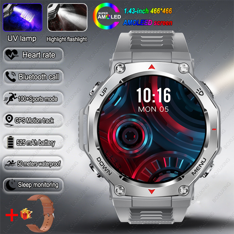 2025 NEW For HUIAWE GPS Smart Watch Men 10ATM IPX8 Waterproof Smart Watches Compass Altimeter Barometric 1.43'' AMOLED Bracelet