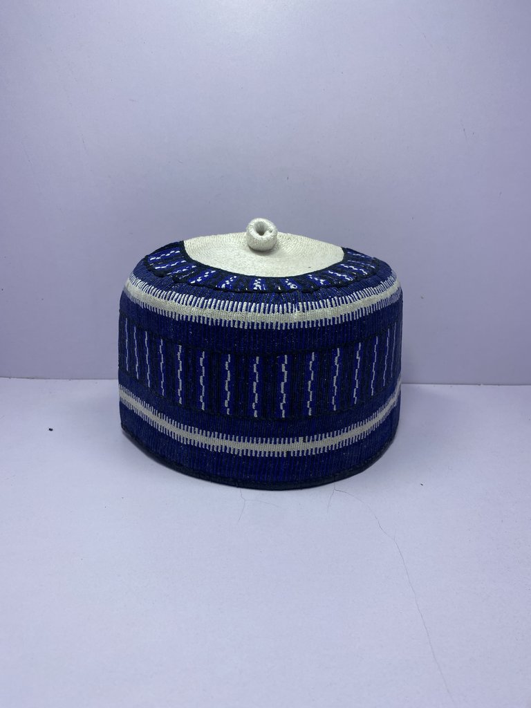Blue Rawaram – Hausa/Fulani Cap, Kufi, Handwoven Cap, Zawa