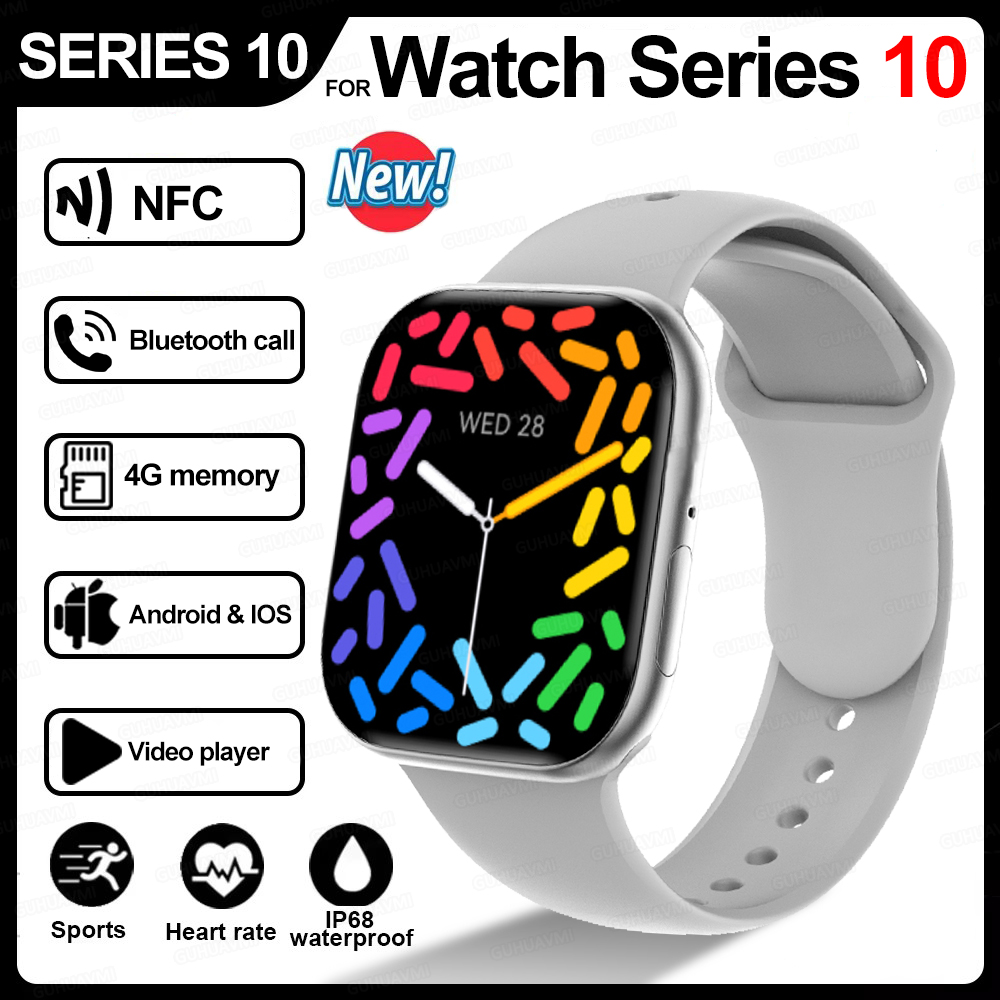 2025 New Men Smartwatch Series 10 Watch HD" AMOLED 32GB ROM Bluetooth Call Music Video GPS NFC Compass IP68 Waterproof For IOS