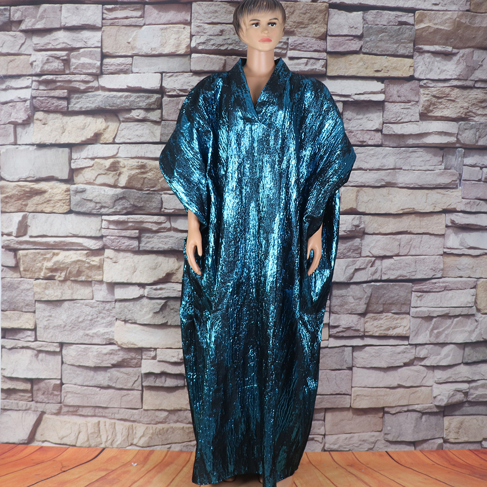 Fashion african dresses for woman BOUBOU custom bronzed jacquard fabric V-neck bat sleeve Dresses for chubby women