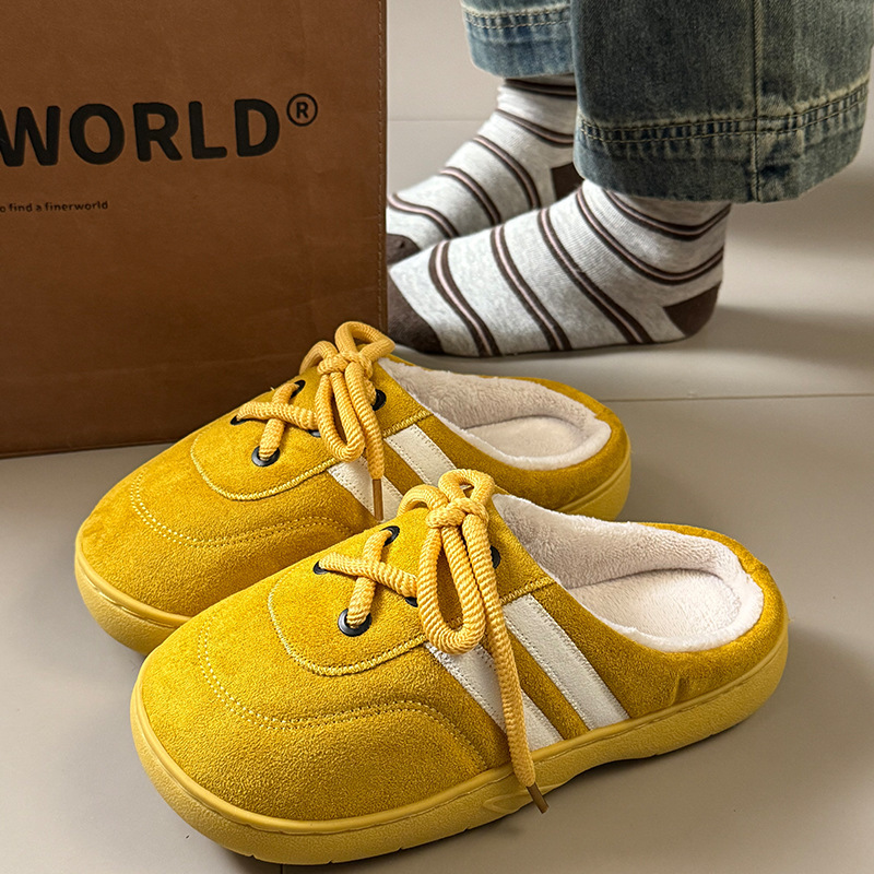 Lovely Bowtie Solid color Winter Women Home Slippers For Indoor Bedroom House Soft Bottom Warm comfortable Fluffy shoes