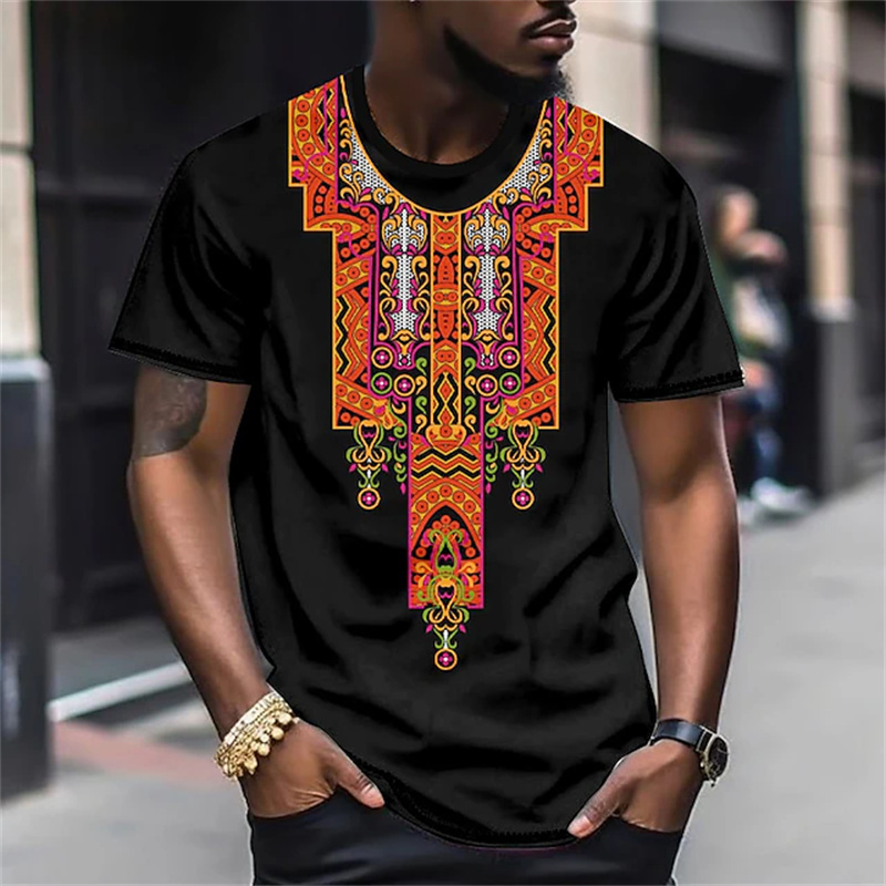 Harajuku 3D African Dashiki Tribal Print T Shirt Ethnic Patterns Graphic Tee Shirts Kid Fashion Short Sleeves Cool Mens Clothing