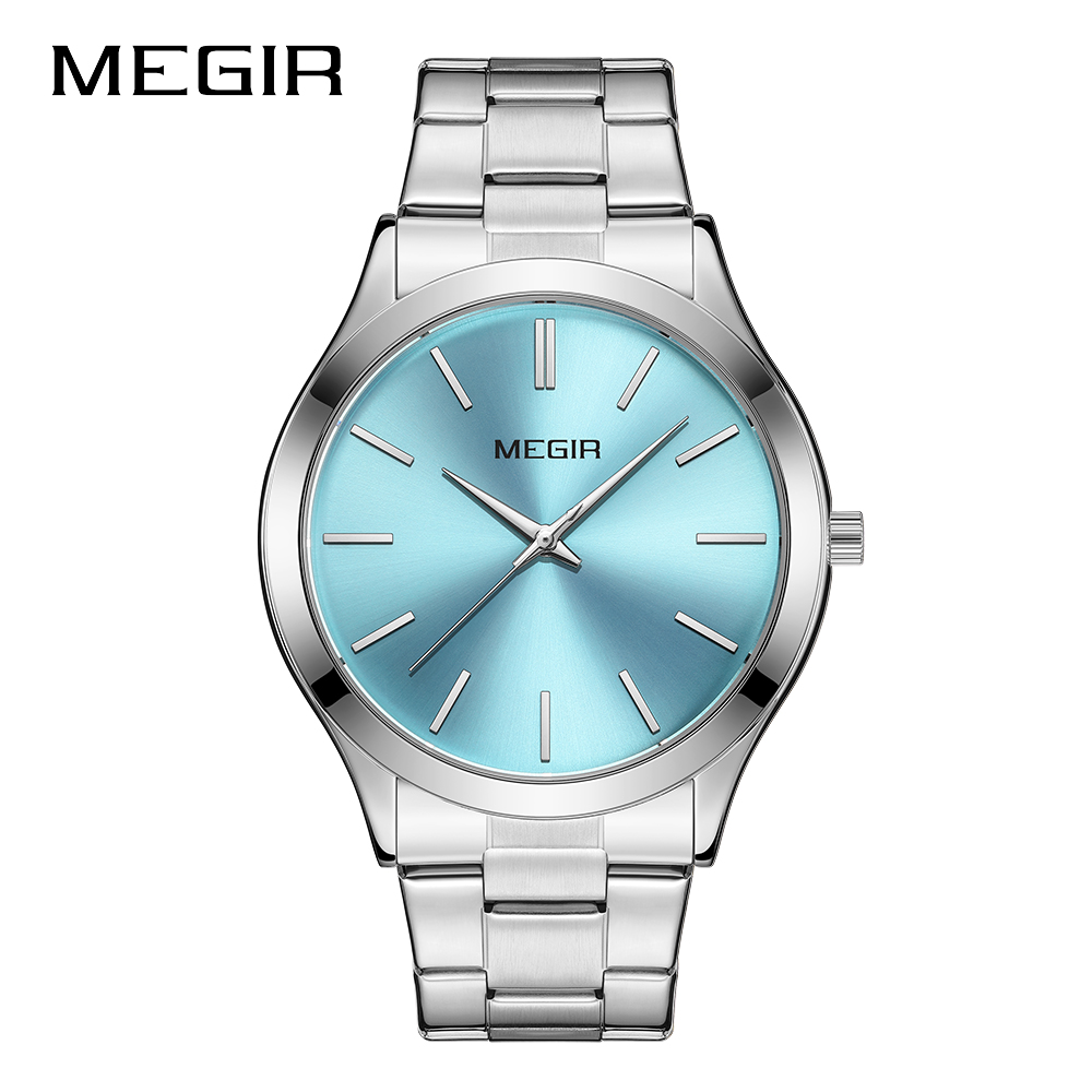 MEGIR Business Luxury Men's Watches Stainless Steel Luminous Waterproof Man Wristwatch Fashion Casual Men Quartz Watch Reloj