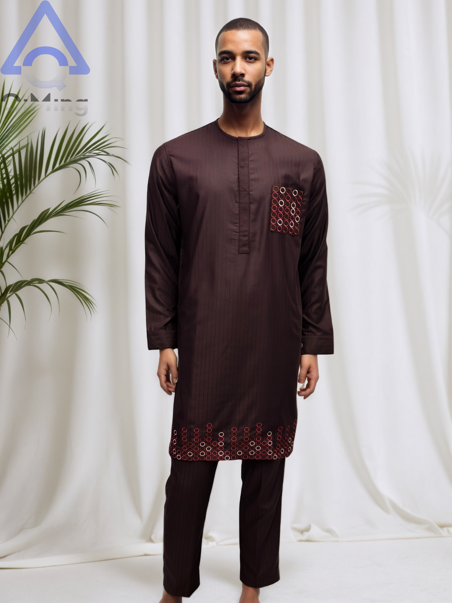 African Boubou Arab Islamic Kandura Muslim Dress Suits Containing 40% Cotton Prayer Eid Dubai Moroccan Men's Abaya Luxury Outfit