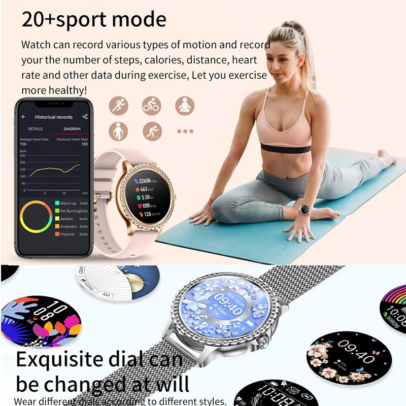 2025 New Fashion Women Smart Watch AMOLED HD Screen Sports Watch Health Heart Rate Voice Call Smart Watch For Android IOS