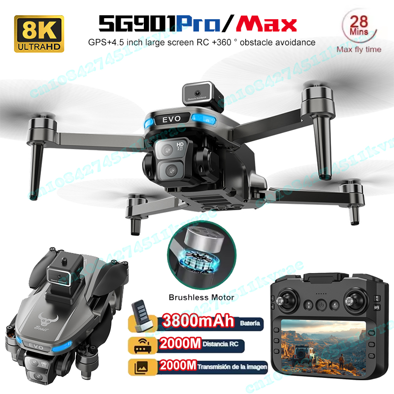 SG901 Pro / MAX FPV Drone with Camera Professional 8K HD Camera 5G WIFI GPS Drones 4.5 Inch Screen Brushless Motor RC Dron Toys
