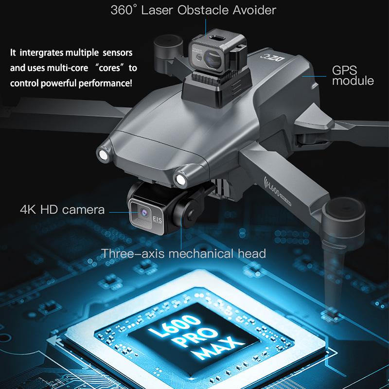 Drone L600 PRO MAX 4K Professional 5G GPS HD 3-axis Gimbal Photography Brushless Foldable Quadcopter RC Distance 3KM Drones Toys