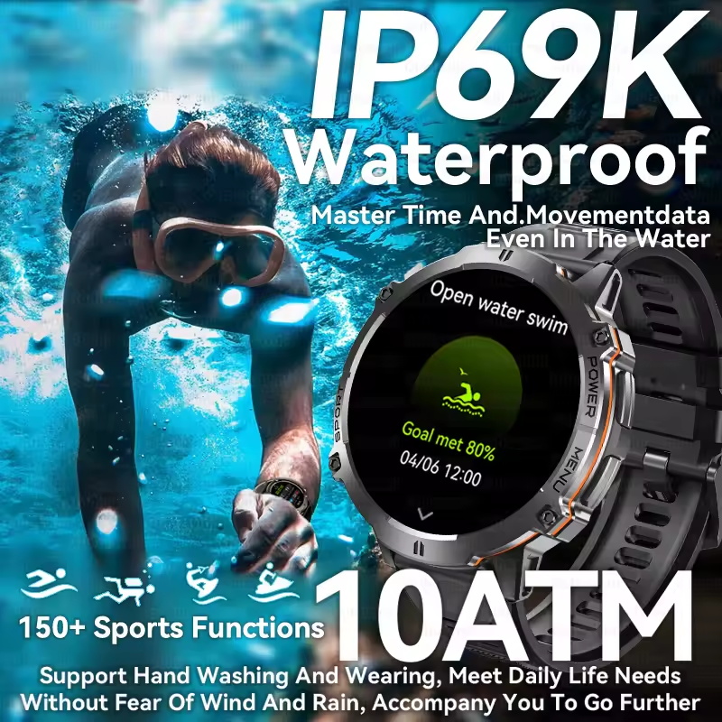 2025 New T-Rex3 1000mAh Battery Sports SmartWatch 1.73" AMOLED Screen 10ATM Waterproof Compass Altimeter Military Smartwatch Men