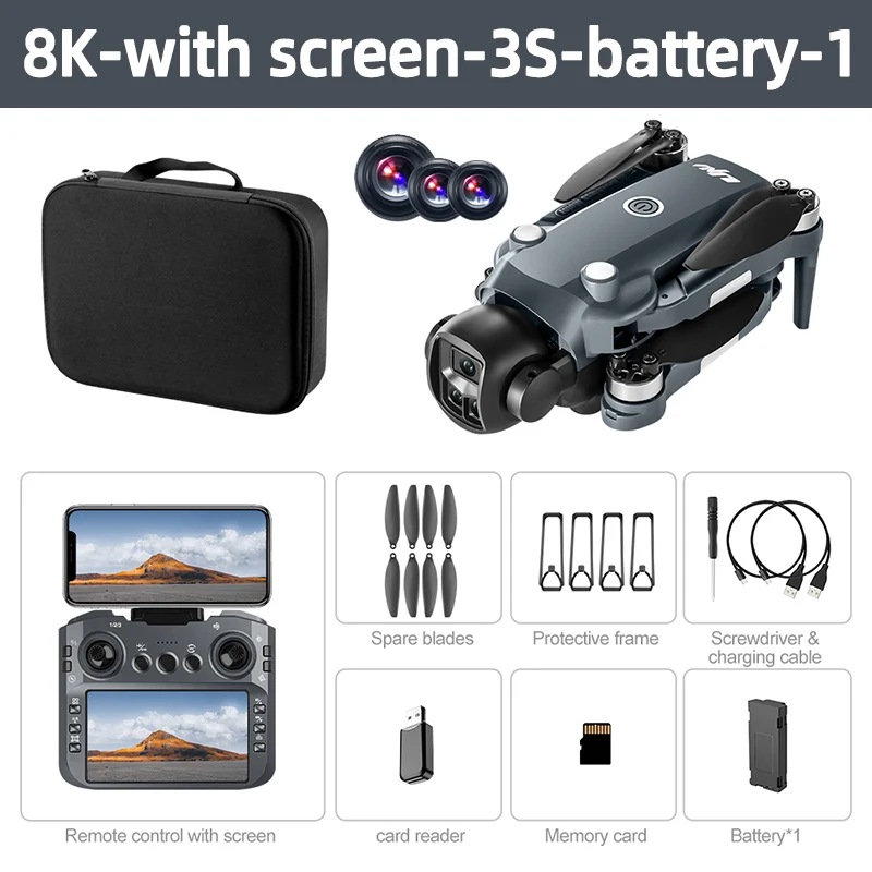xiaomi V988 Drone 4K Professional 8K HD Dual Camera Remote control with large screen FPV Quadcopter 5G WIFI Foldable dron Mijia