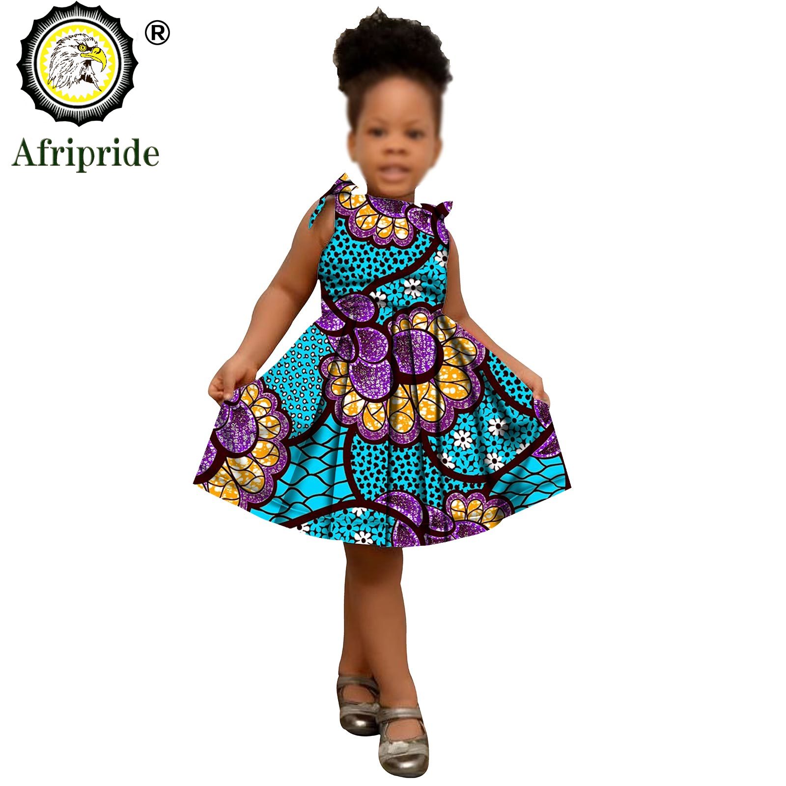 2025 African Children Clothing Kids Dashiki Ankara Print Dresses Sleeveless Lovely Mini Dress for Girl AFRIPRIDE S1940005
