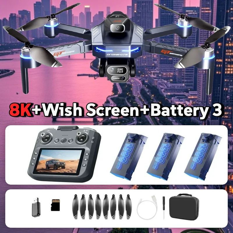 HOT For Xiaomi GT8 Drone 4K Professional Dual Camera FPV GPS Brushless Motor Optical Flow Hovering Folding Quadcopter 8K RC Dron