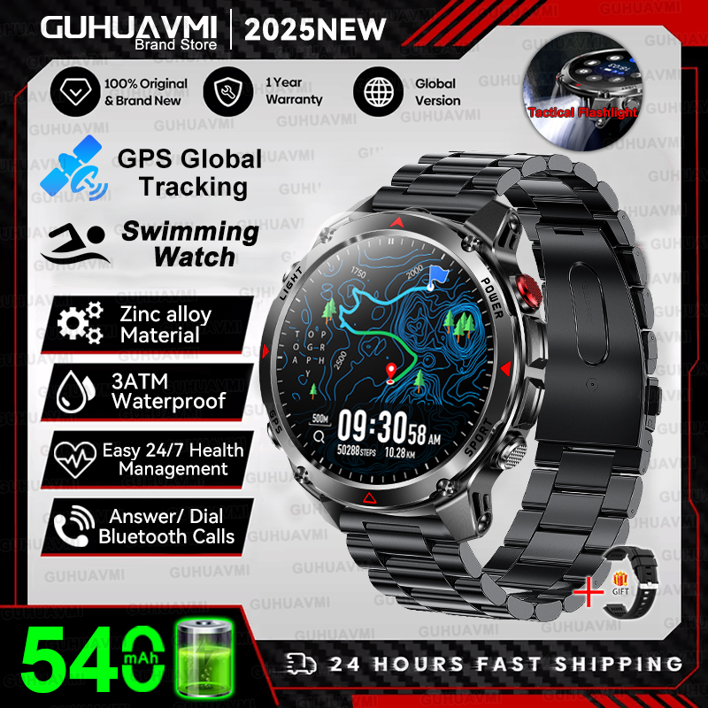 2025 New Professional GPS Sports Smart Watch Outdoor RIDE Run GPS track Swim Watchs Compass Altimeter 3ATM Sports Bracelets Men