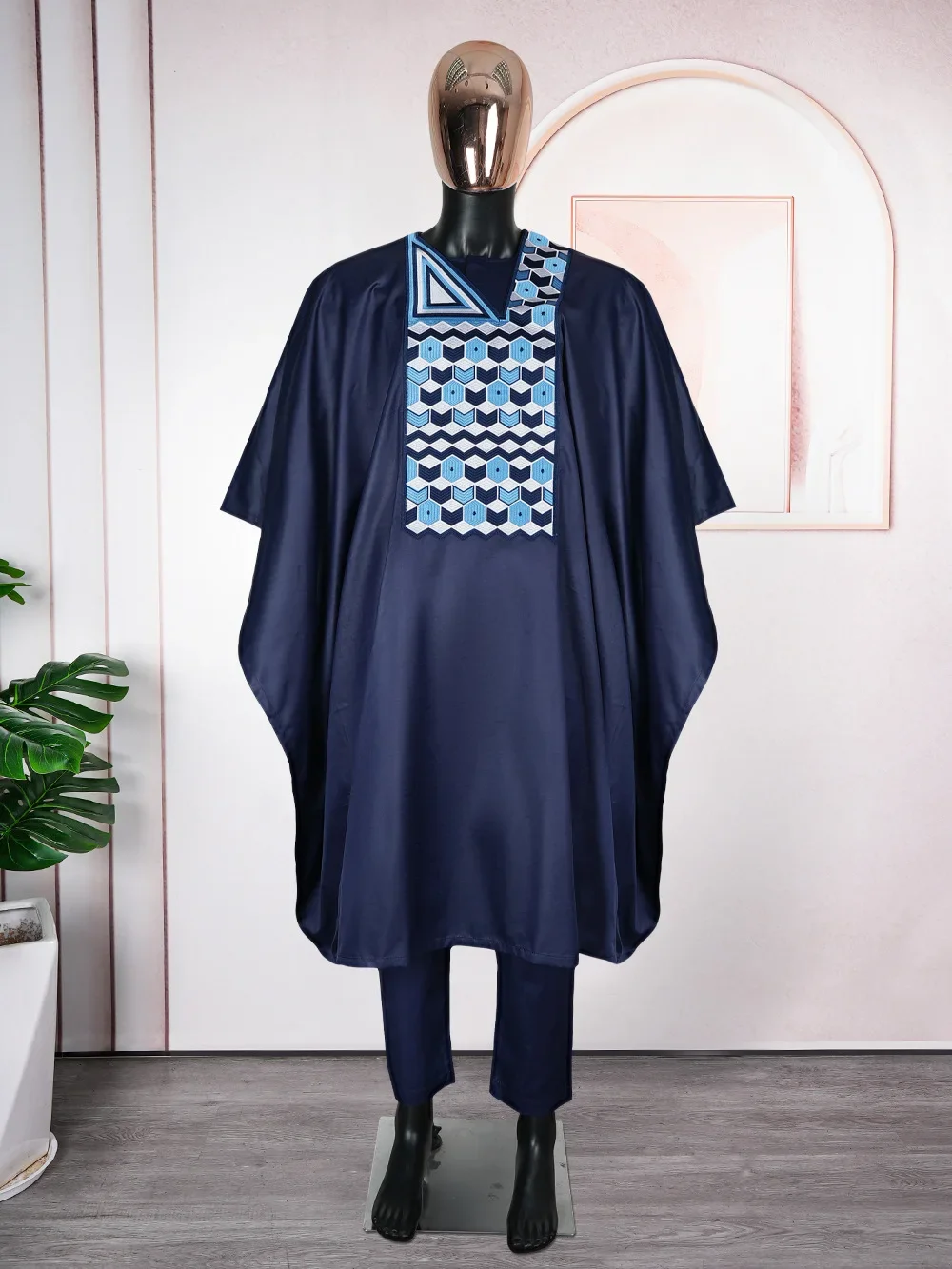 3 Piece African Clothes for Men Dashiki Tradition Outfit Robe Embroidery Tops Pants Suits Bazin Muslim Wedding Party Clothing