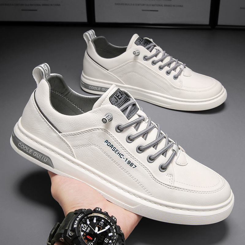 2025 Men's Spring New Breathable White Shoes Men Trendy Versatile Cloth Shoes Sports Board Shoes Men's Casual Leather Sneakers